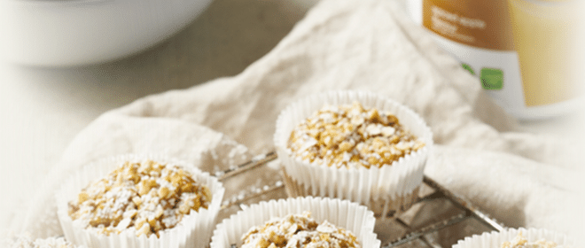 Proteinowe babeczki o smaku jabłek z korzennymi przyprawami